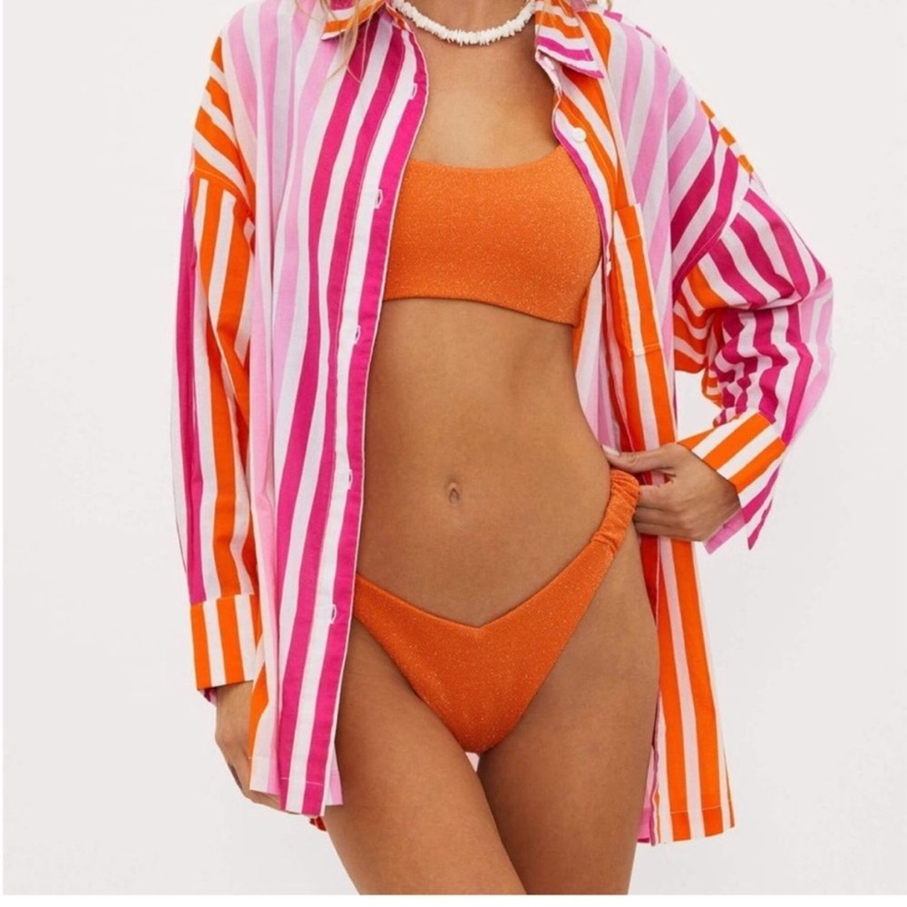 BEACH RIOT Alexa Bikini Set Medium Orange Textured Two Piece Swimsuit Revolve - Picture 10 of 14